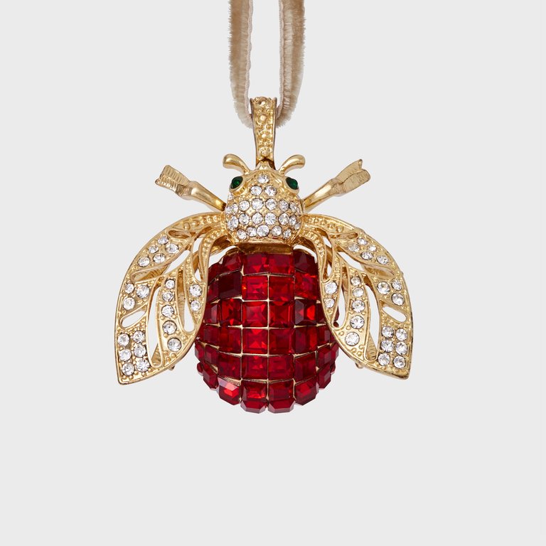 Sparkle Bee Hanging Ornament - Ruby