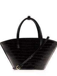 Lady's Gambit Mini Tote In Black Croc - Embossed