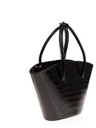 Lady's Gambit Mini Tote In Black Croc - Embossed