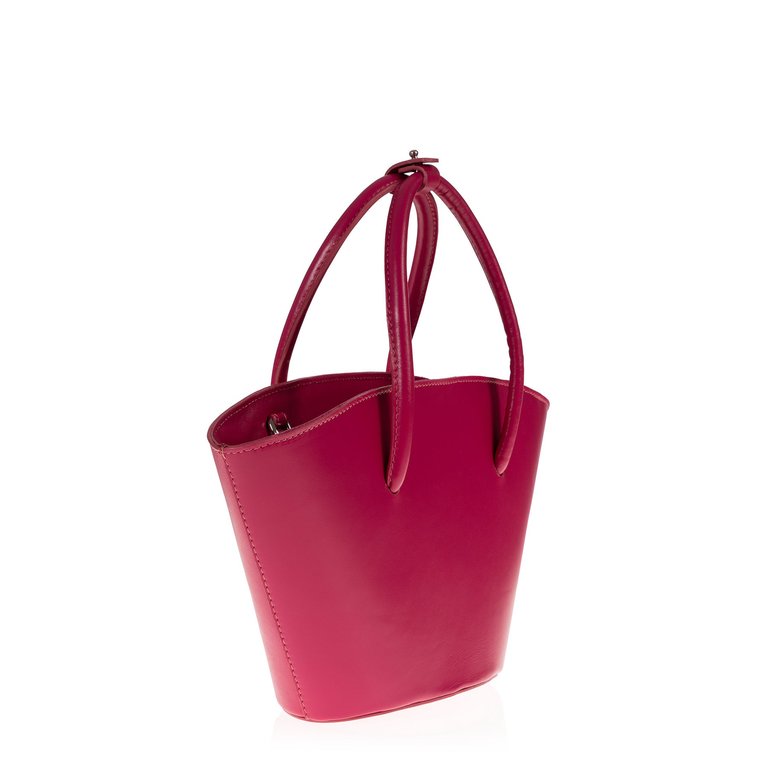 Lady's Gambit Mini Tote In Dark Pink Leather