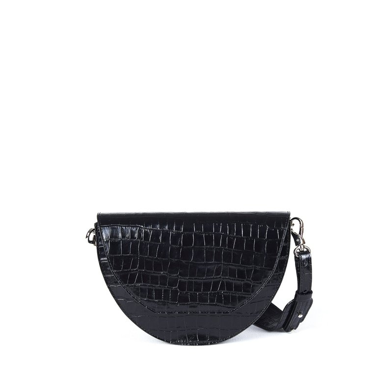 Lune Saddle Bag - Black Croco - Black Croco