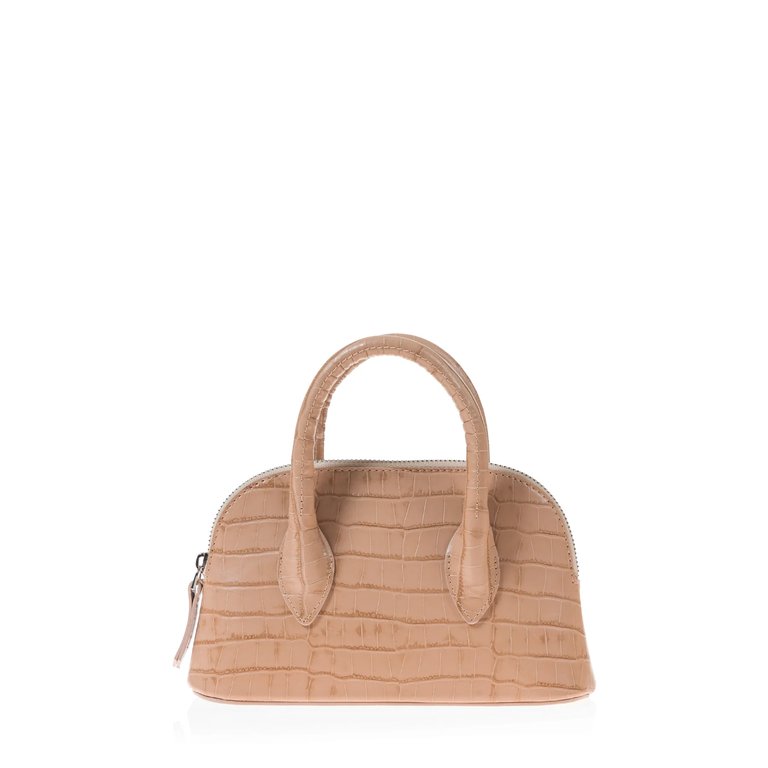 Mini Lady D - Beige Croc Embossed - Beige Croc Embossed