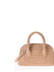 Mini Lady D - Beige Croc Embossed