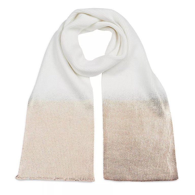 Women's Ivory Gold Ombre Metallic Knit Scarf - Ivory/Gold