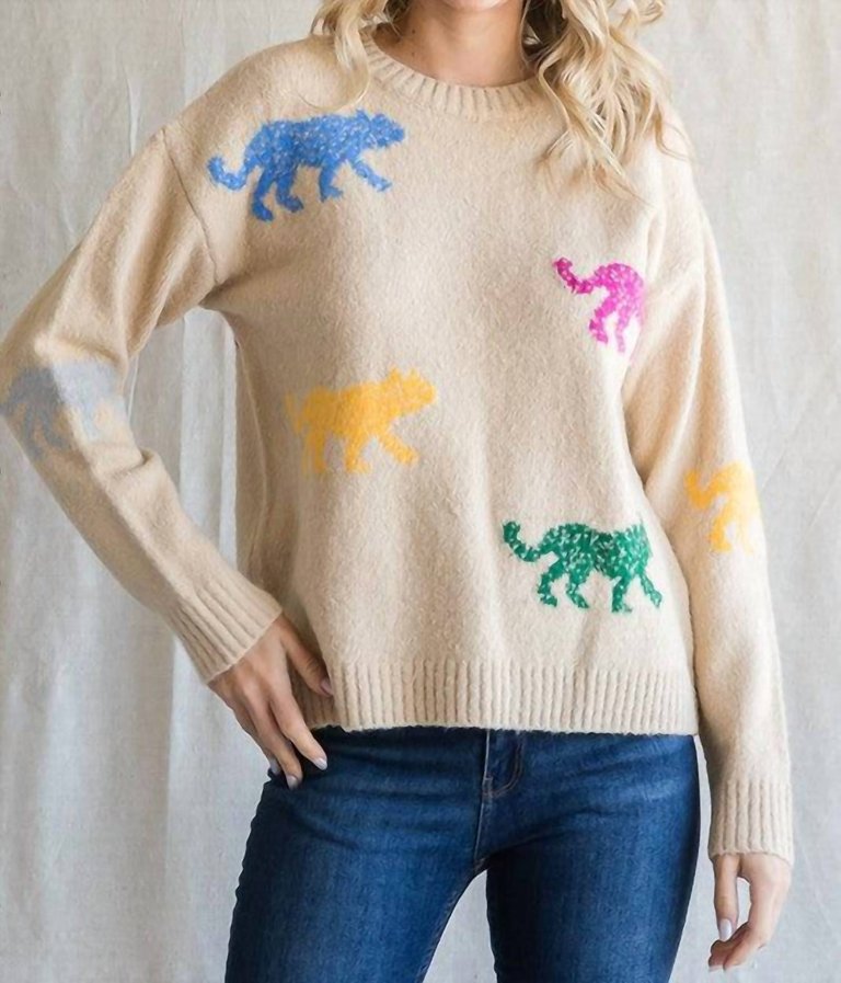 Animal Print Sweater - Beige