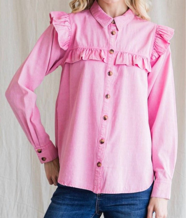 Devyn Denim Button Down Shirt - Pink