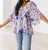 Fabled In Floral Draped Peplum Top In Blue