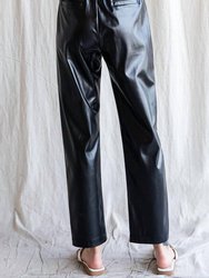 Faux Leather Belted Waist Pants