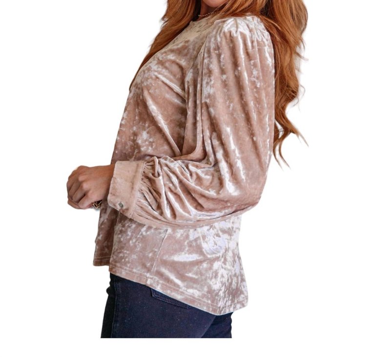 Feeling Good Velvet Blouse In Taupe