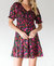 Floral Print Smocked Baby Doll Dress In Black - Black