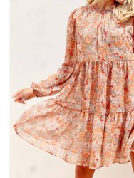Floral Tiered Long Sleeve Dress