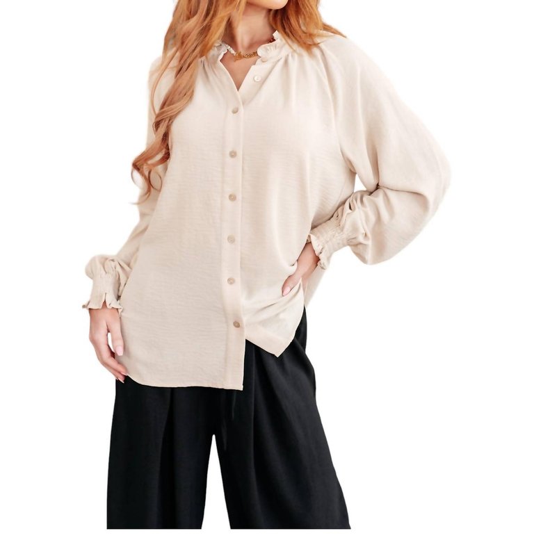 For You I Do Button Up Blouse In Cream - Cream