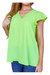 Ruffle Sleeve Top In Green