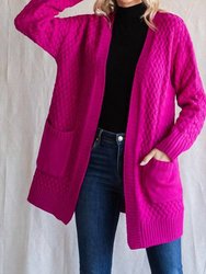 Textured Open Cardigan - Magenta