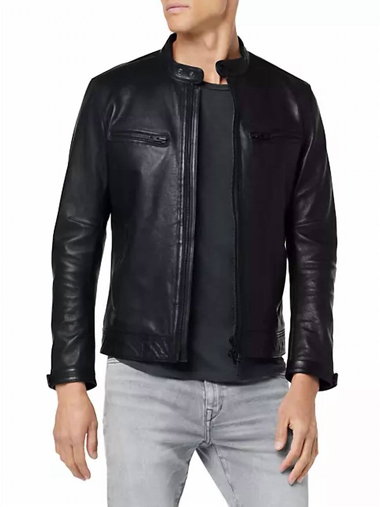 Leather Moto Jacket In Black