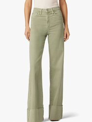 The Mia High Rise Wide Leg Jean - Khaki Green