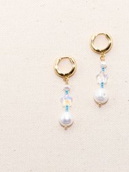 Aqua Earrings - Gold/Pearl