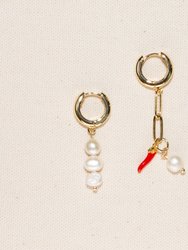 Avery Earrings - Gold/White