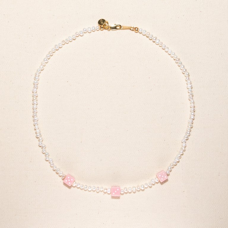 Dice Necklace - Pink Pearl