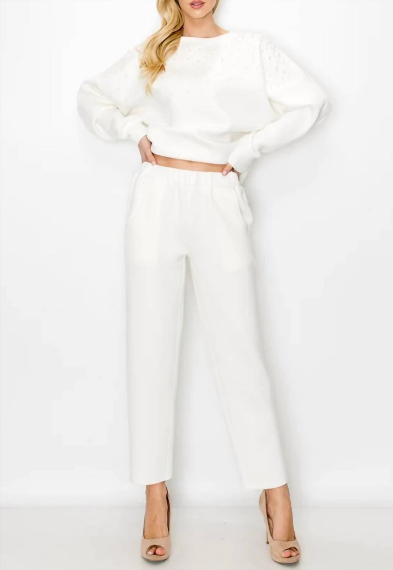 Felice French Scuba Pant In White - White