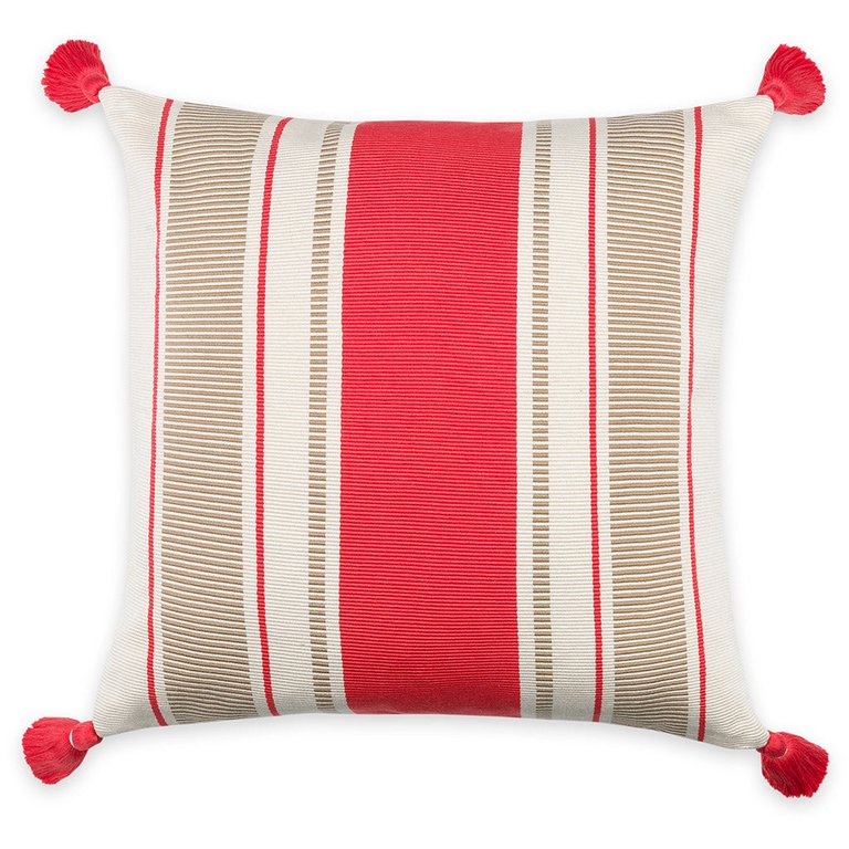 Cabana Stripe Pillow - Coral/Camel