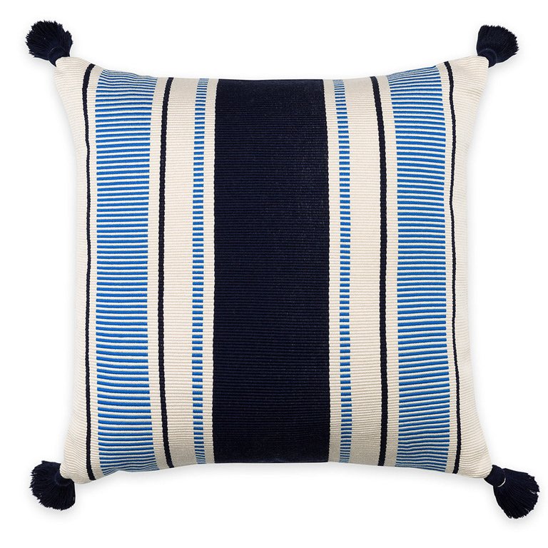 Cabana Stripe Pillow - Navy/Cobalt