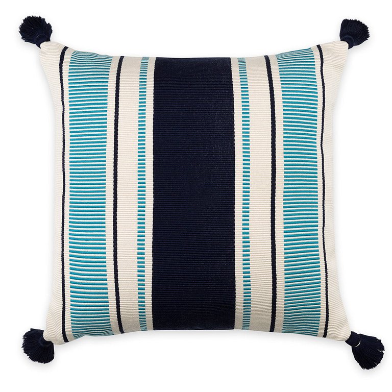 Cabana Stripe Pillow - Navy/Peacock