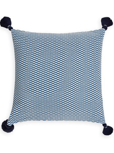 Block Printed Waves Throw Pillow, Winter Sage - 18x18 inch