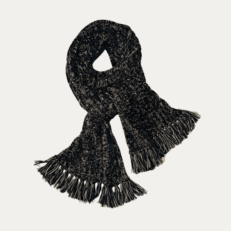 English Rib Scarf - Black/Light Camel