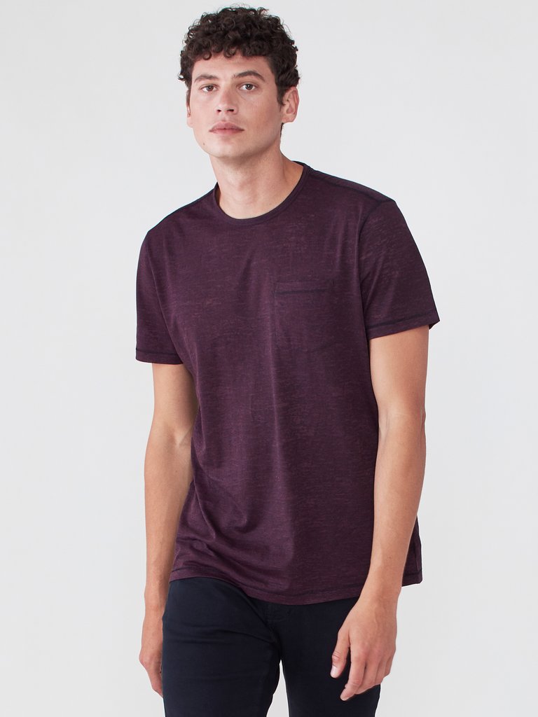 Short Sleeve Burnout Crewneck T-Shirt - Oxblood