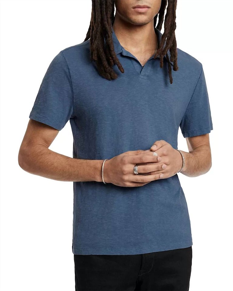 Men's Zion Open Placket Short Sleeve Polo Shirt In Dutch Blue - Dutch Blue