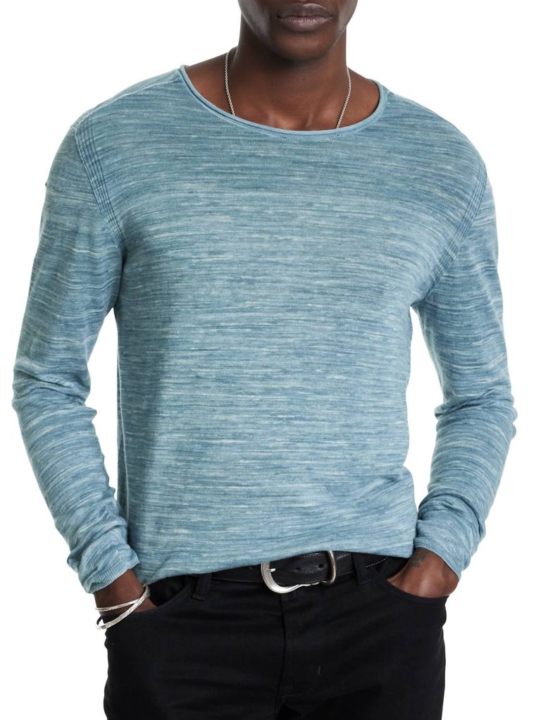 Omar Crew Neck Sweater In Stream Blue - Stream Blue