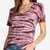 Calme Bamboo Layering Short Sleeves V-Neck Top - Purple Tie Dye