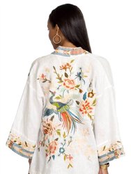 Ceretti Linen Cropped Kimono Cardigan