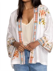 Ceretti Linen Cropped Kimono Cardigan - White