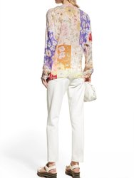 Cosmo Lauren Floral-Print Patchwork Blouse