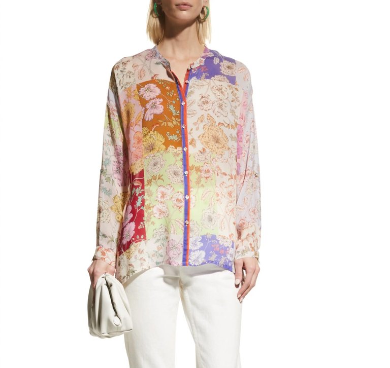 Cosmo Lauren Floral-Print Patchwork Blouse - Multicolor