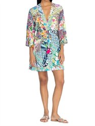 Drawstring Patchwork Coverup - Multi