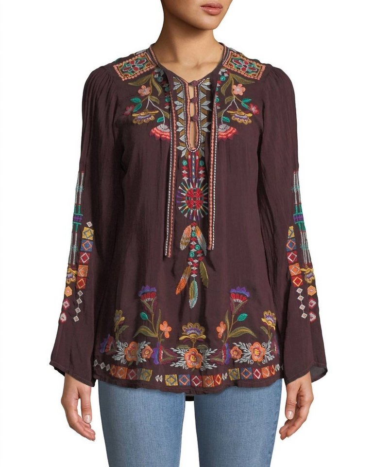 Free Spirit Embroidered Georgette Blouse - Merlot