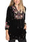 Joanna Velvet V-Neck Mandarin Tunic - Black