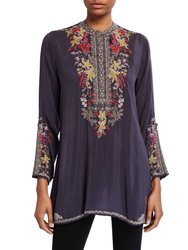 Lilianna Loose Fit Embroidered Tunic - Grey Onyx