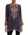 Lilianna Loose Fit Embroidered Tunic - Grey Onyx
