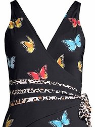 Monarch Butterfly Print Wrap Swimsuit