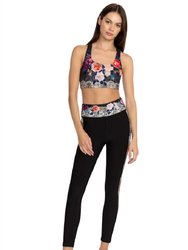 Rose Lace Bee Active Legging - Black Multi