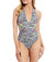 Spring Halter Embroidered One-Piece Swimsuit - Multi