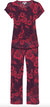 Women Carrie Short Cap Sleeve Crop Set Multicolor Pajama Set - Red