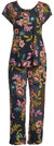 Women Delfino Cap Sleeve Crew Neck Crop Pajama Set - Multicolor