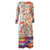 Women Fuji High Slit 3/4 Sleeve Midi Length Knit Dress Multi Color