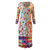 Women Fuji High Slit 3/4 Sleeve Midi Length Knit Dress Multi Color