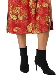 Women Paisley Lace Long Sleeve Tie Front Knit Midi Dress - Multicolor